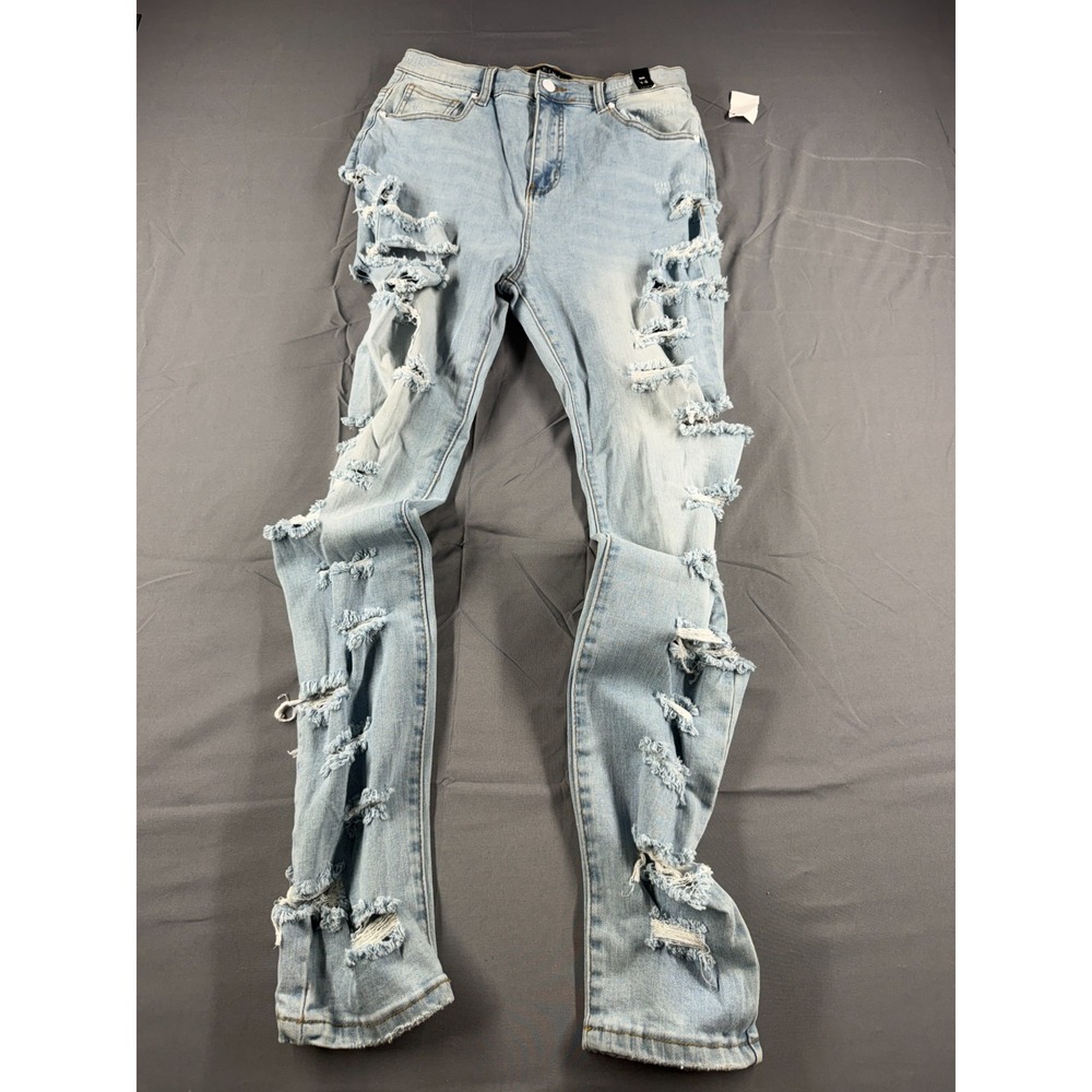 AKIRA Womens Jeans Size 13 NWT Extreme Distressed Ripped Light Wash Y2K Denim